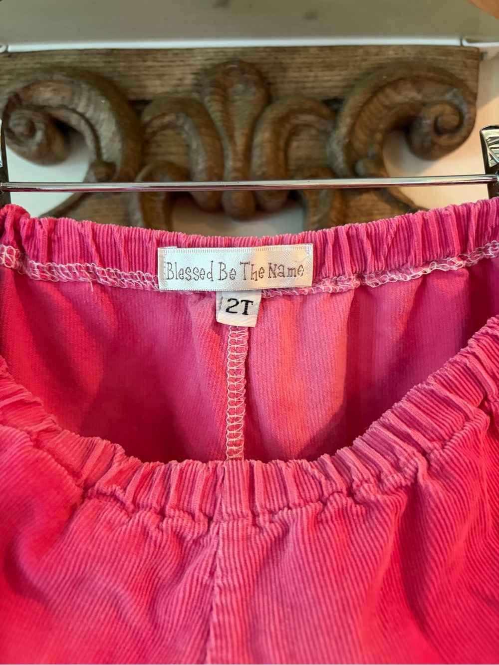 Girls Pink Ribbed Ruffle Hem Pants - Picture 2 of 6